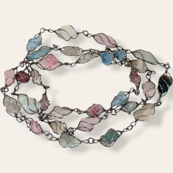 Vintage Wire Caged Natural Stone Necklace - Picture 2 of 6